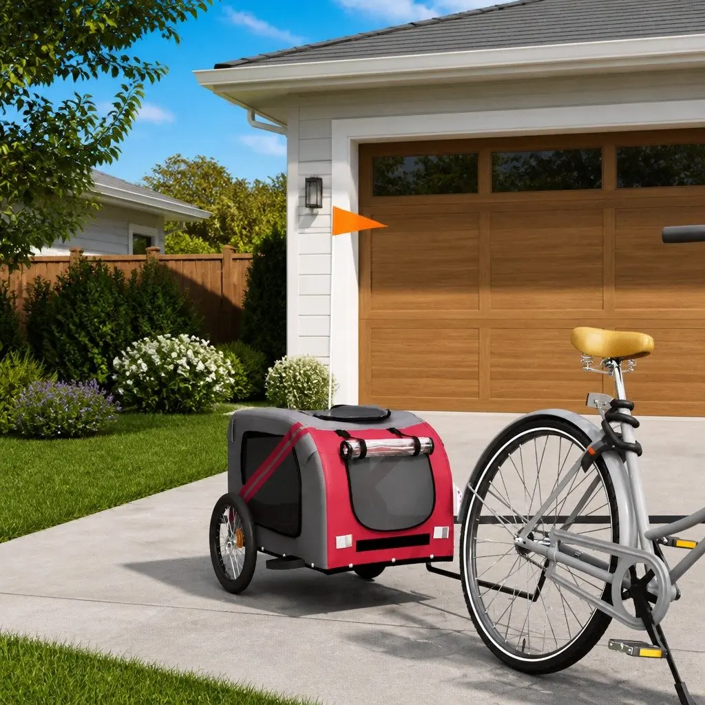 Pet Bike Trailer with Zippered Doors and Mesh