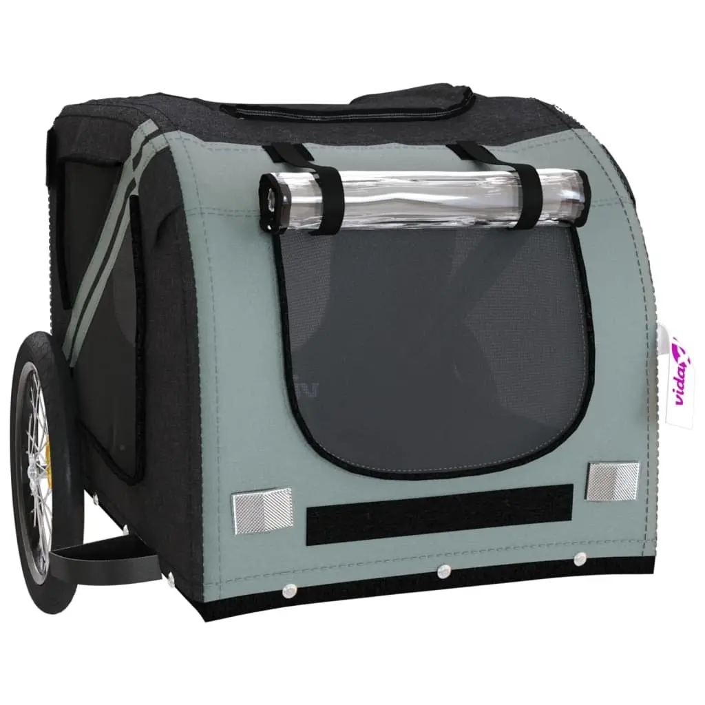 Pet Bike Trailer Iron Frame Grey Oxford Fabric