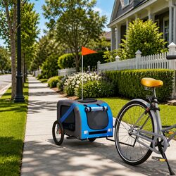 Blue Grey Pet Bike Trailer for Small Dogs