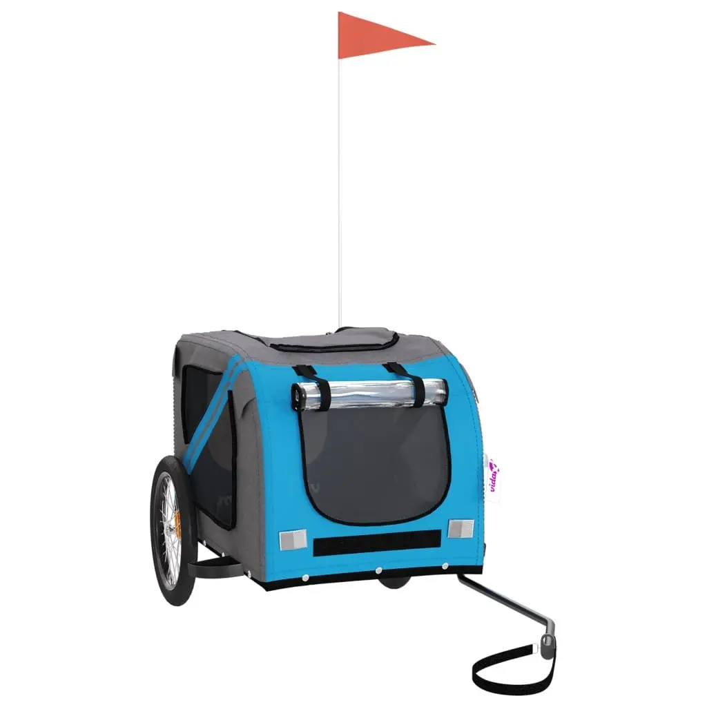 Pet Bike Trailer Oxford Fabric Iron Frame Blue for Small Dogs