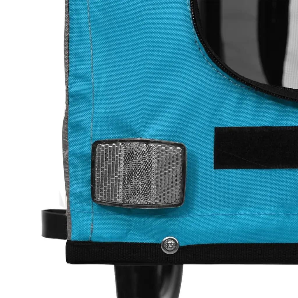 Pet Bike Trailer Oxford Fabric Iron Frame Blue for Small Dogs