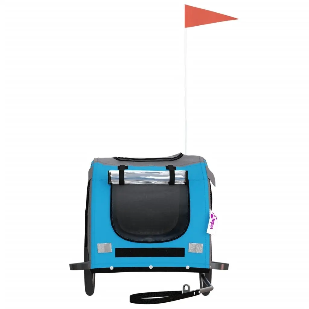 Pet Bike Trailer Oxford Fabric Iron Frame Blue for Small Dogs