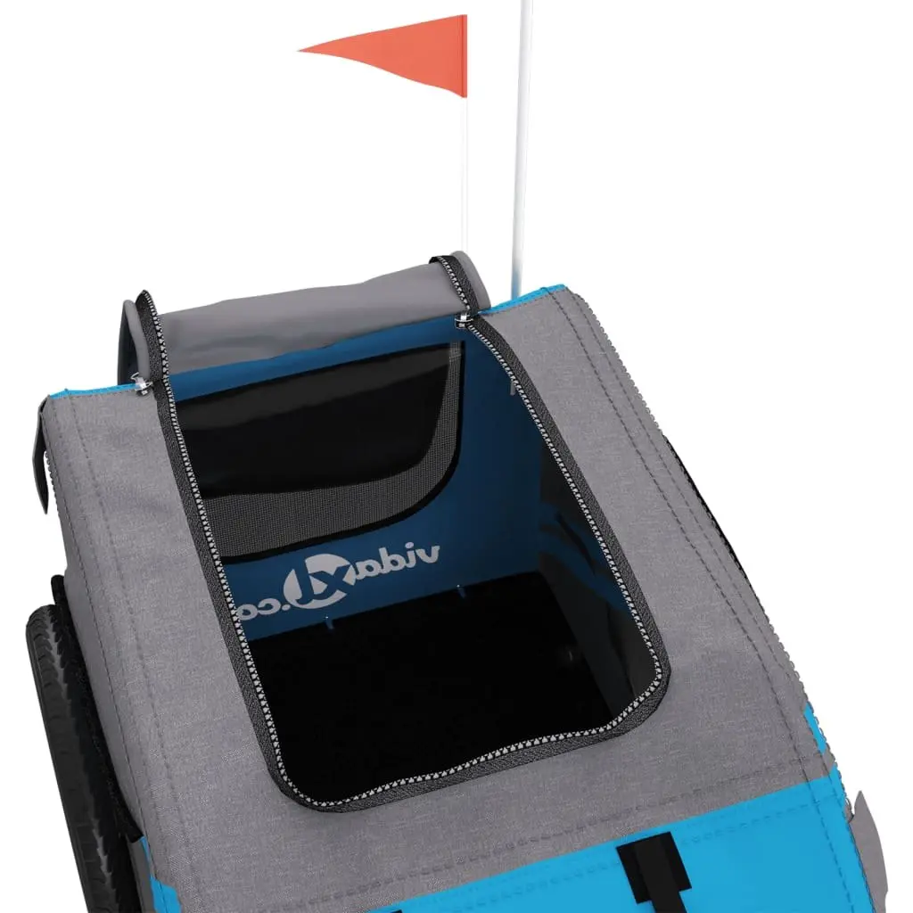 Pet Bike Trailer Oxford Fabric Iron Frame Blue for Small Dogs