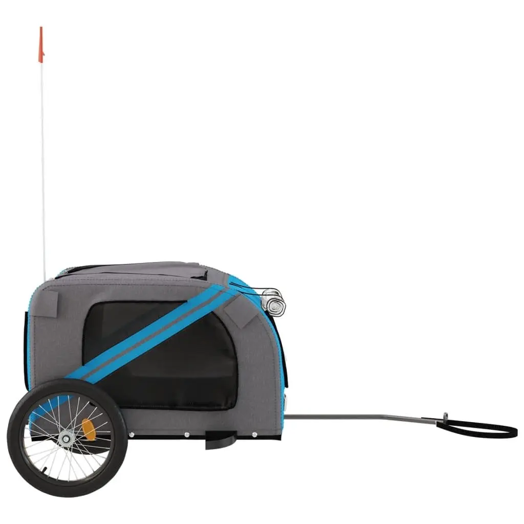 Pet Bike Trailer Oxford Fabric Iron Frame Blue for Small Dogs