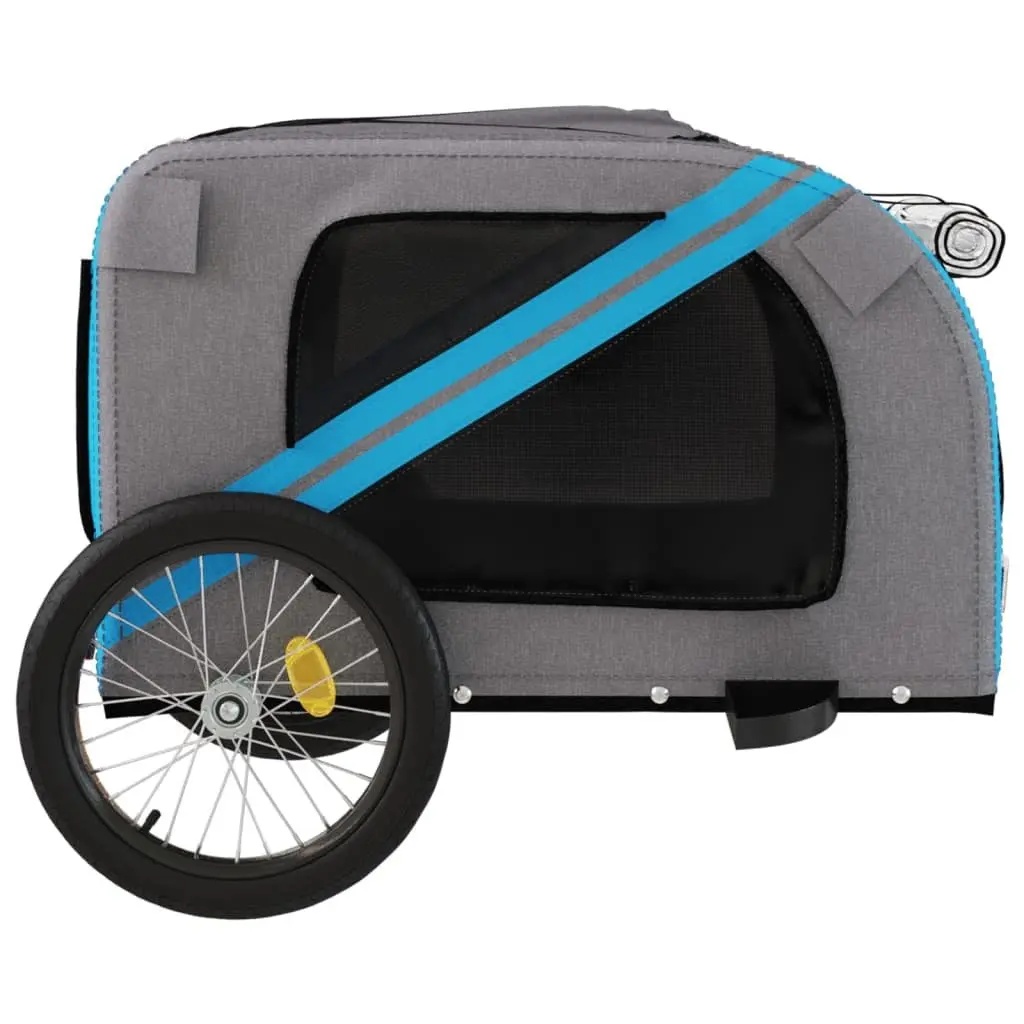 Pet Bike Trailer Oxford Fabric Iron Frame Blue for Small Dogs