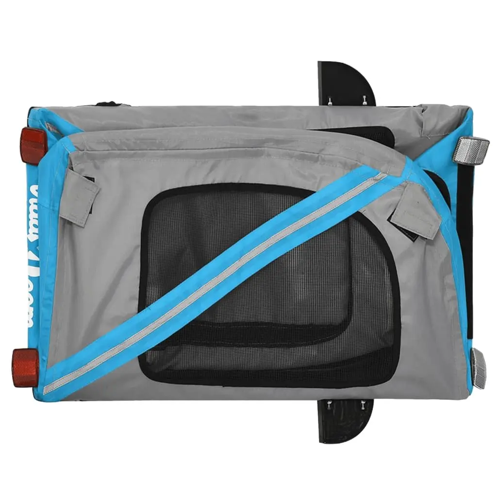 Pet Bike Trailer Oxford Fabric Iron Frame Blue for Small Dogs