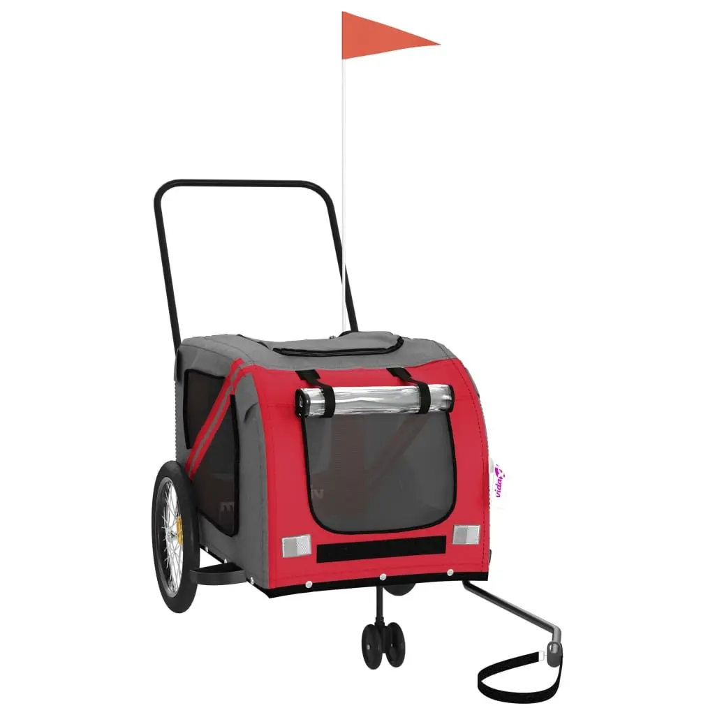 Pet Bike Trailer Oxford Fabric Iron Frame Red for Small Dogs