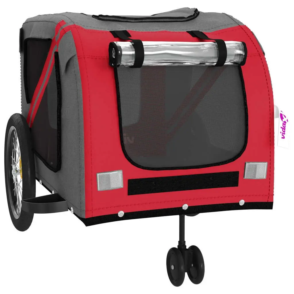 Pet Bike Trailer Oxford Fabric Iron Frame Red for Small Dogs