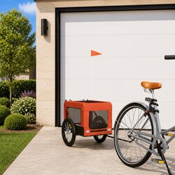 Durable Pet Bike Trailer for Small Dogs in Orange & Black