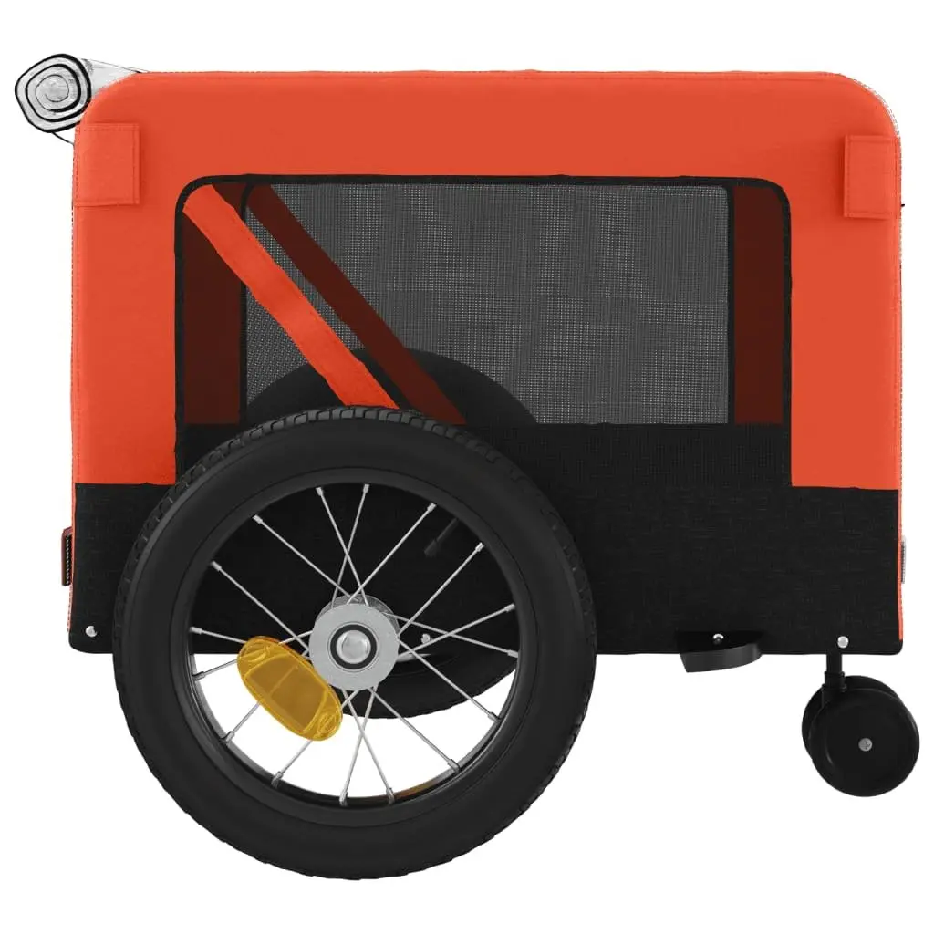Pet Bike Trailer Oxford Fabric Iron Frame Orange for Small Dogs