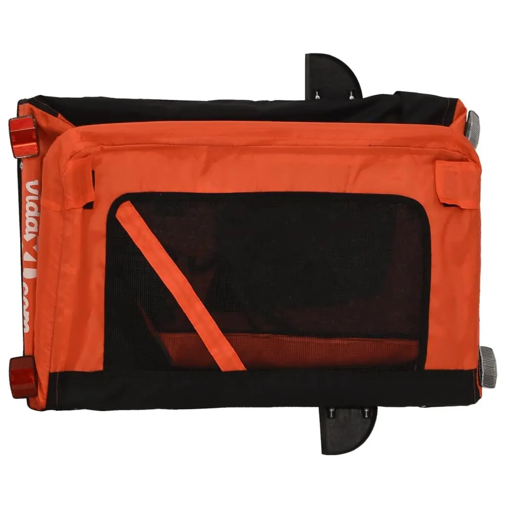 Pet Bike Trailer Oxford Fabric Iron Frame Orange for Small Dogs
