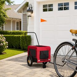 Durable Red Pet Bike Trailer for Small Dogs