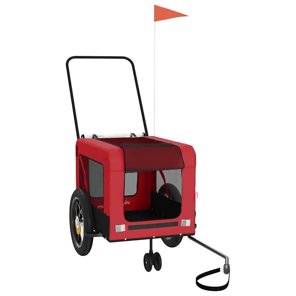 Pet Bike Trailer Oxford Fabric Iron Frame Red for Small Dogs