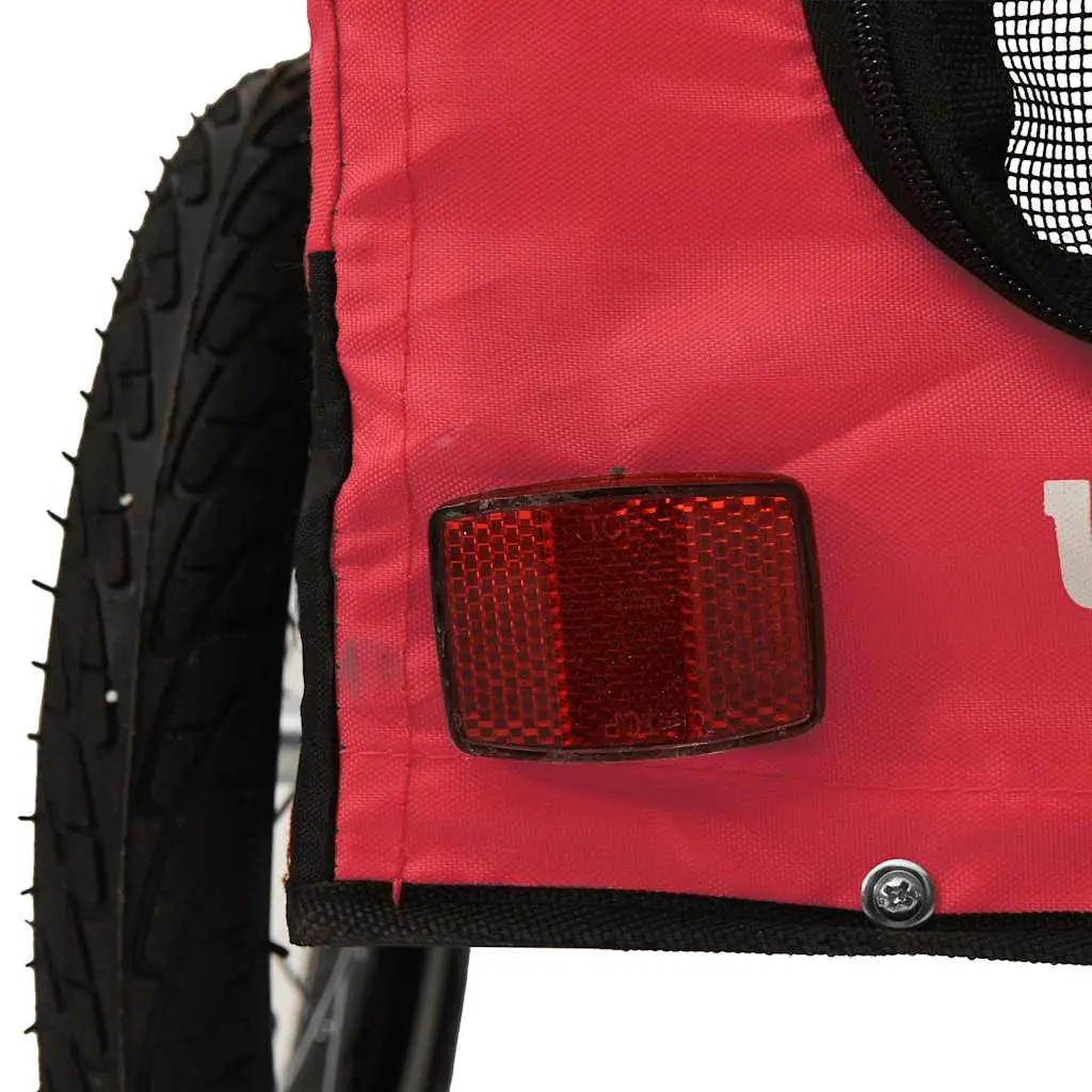 Pet Bike Trailer Oxford Fabric Iron Frame Red for Small Dogs