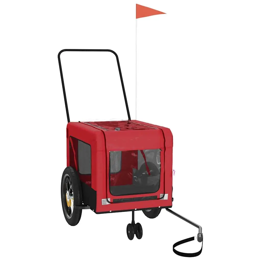Pet Bike Trailer Oxford Fabric Iron Frame Red for Small Dogs