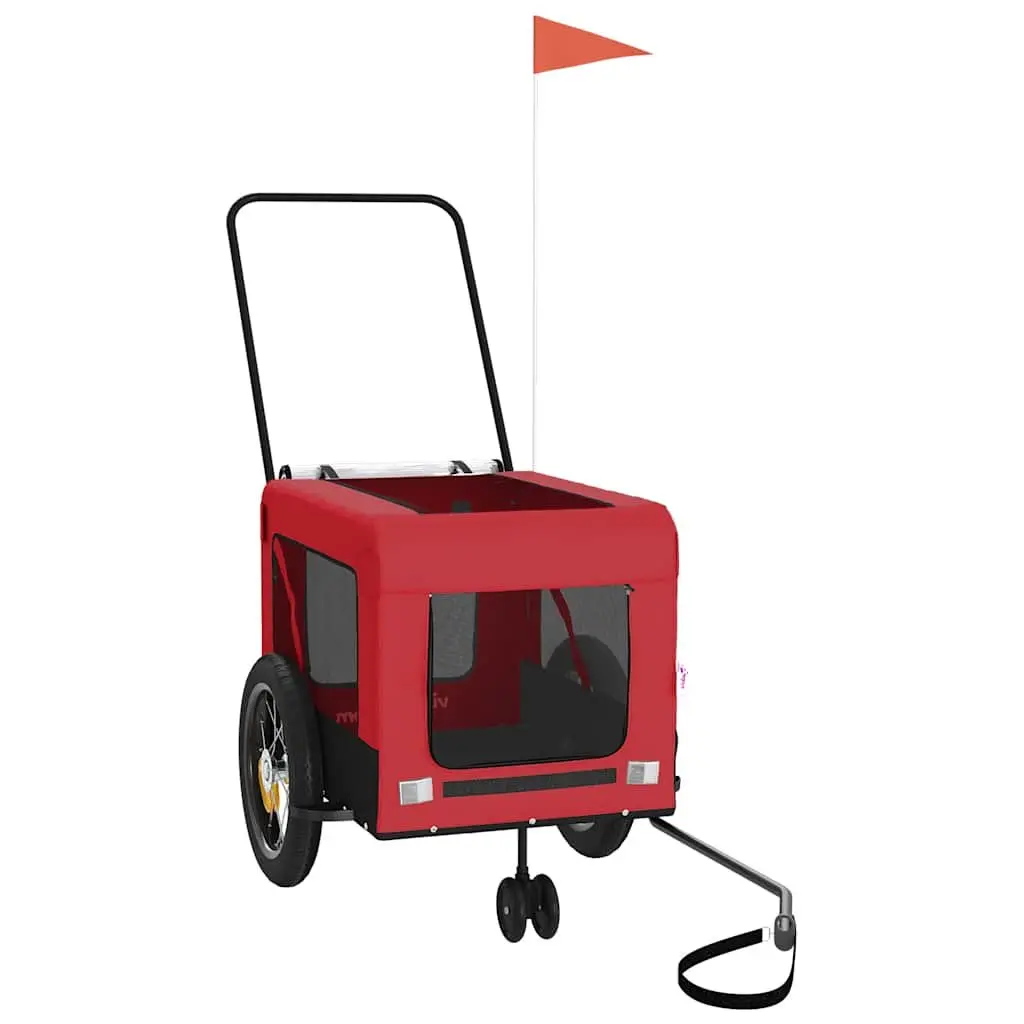 Pet Bike Trailer Oxford Fabric Iron Frame Red for Small Dogs