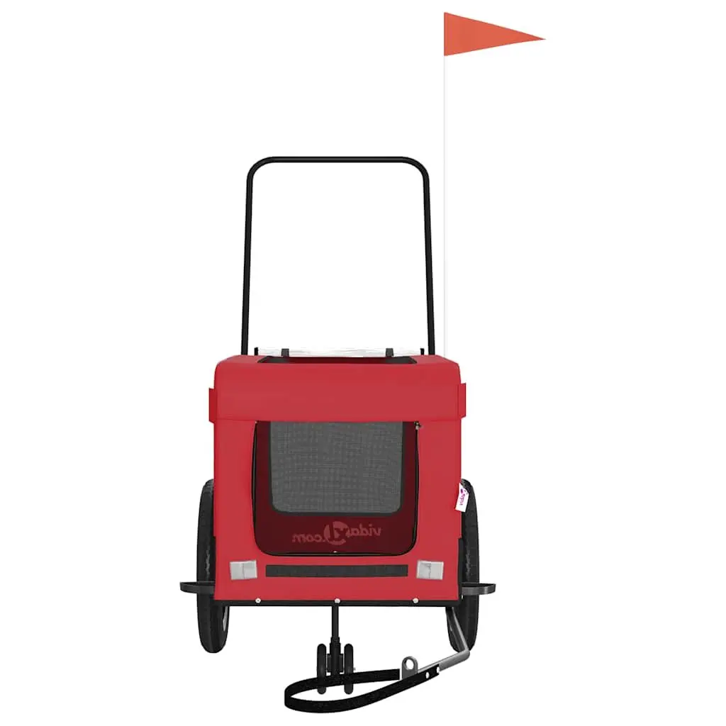 Pet Bike Trailer Oxford Fabric Iron Frame Red for Small Dogs