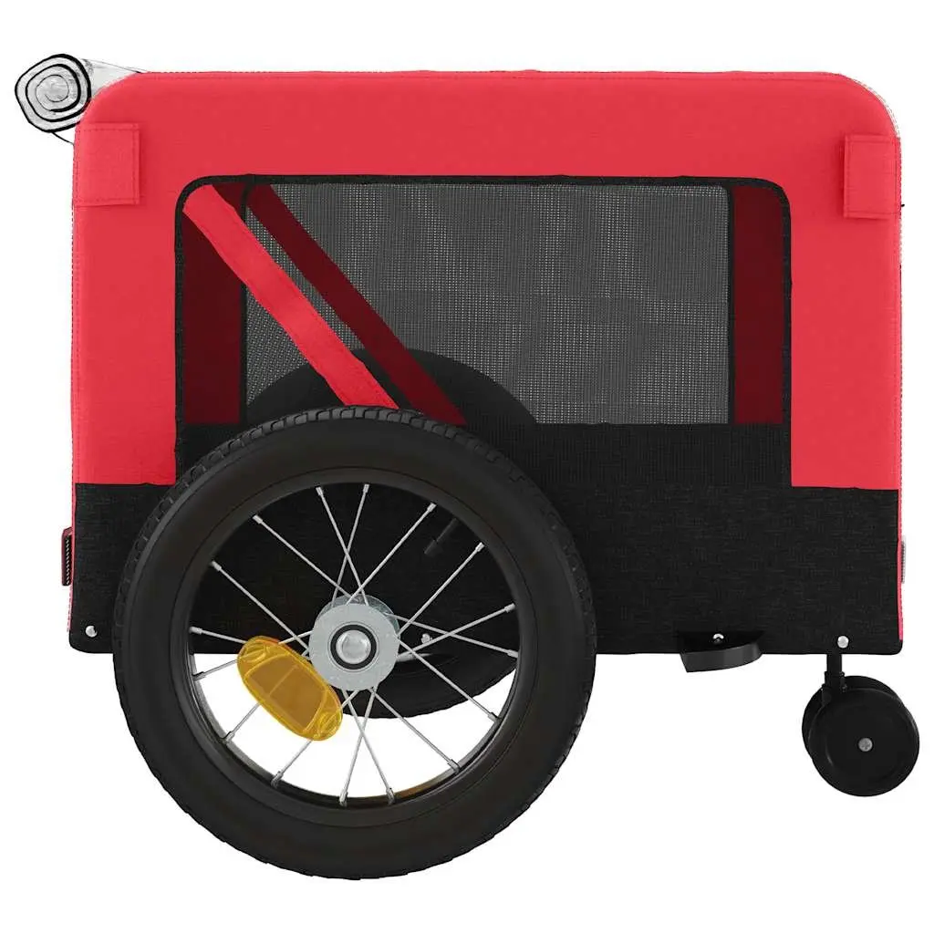 Pet Bike Trailer Oxford Fabric Iron Frame Red for Small Dogs