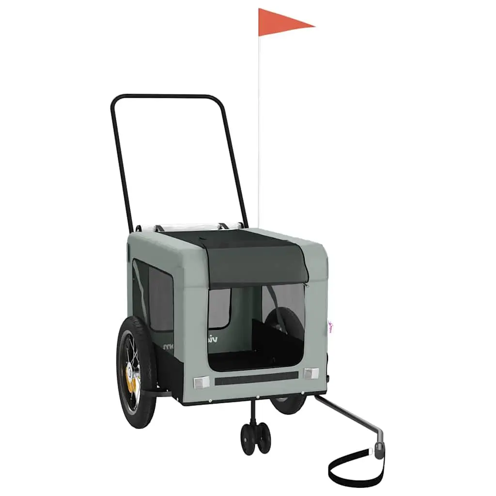 Pet Bike Trailer Iron Frame Oxford Fabric Grey for Small Dogs