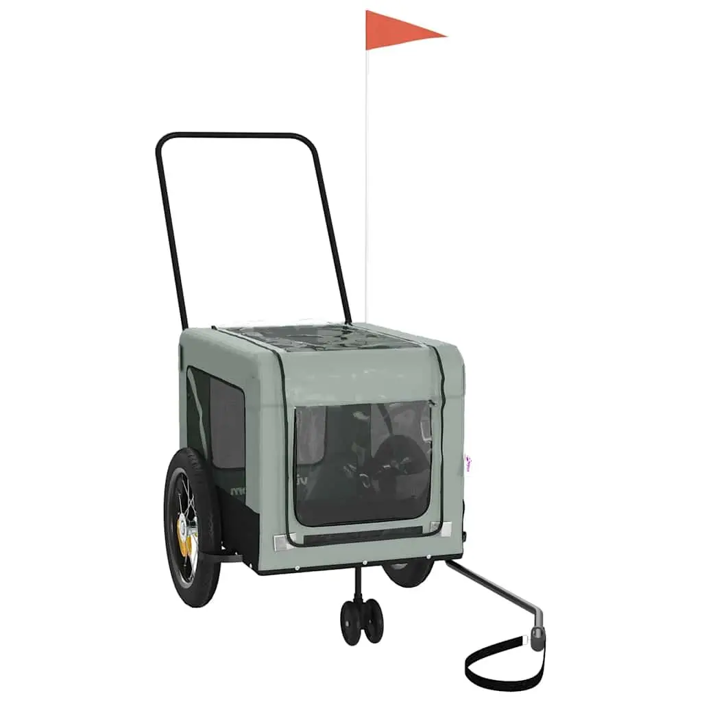 Pet Bike Trailer Iron Frame Oxford Fabric Grey for Small Dogs