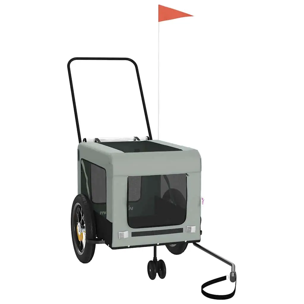 Pet Bike Trailer Iron Frame Oxford Fabric Grey for Small Dogs