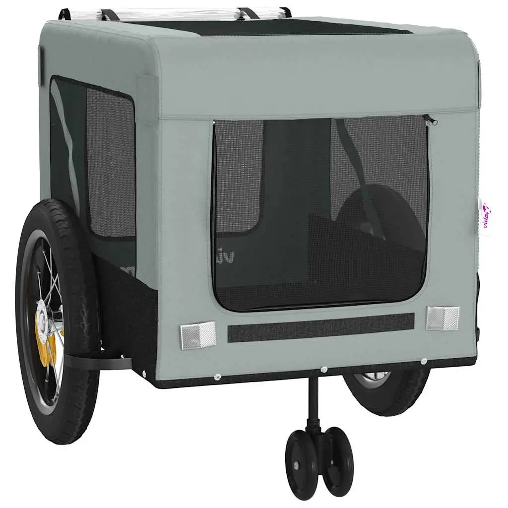 Pet Bike Trailer Iron Frame Oxford Fabric Grey for Small Dogs