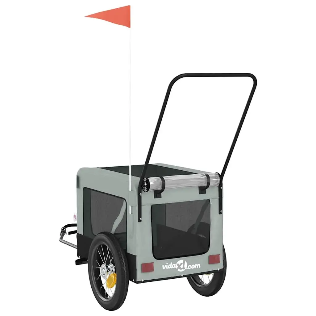 Pet Bike Trailer Iron Frame Oxford Fabric Grey for Small Dogs