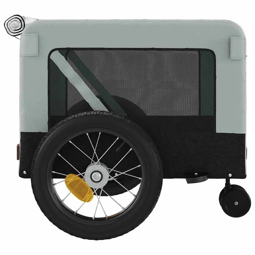 Pet Bike Trailer Iron Frame Oxford Fabric Grey for Small Dogs