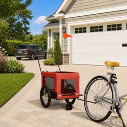 Durable Pet Bike Trailer in Orange and Black