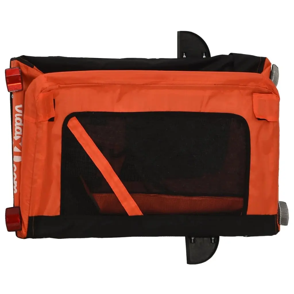 Pet Bike Trailer Oxford Fabric Iron Frame Orange Black