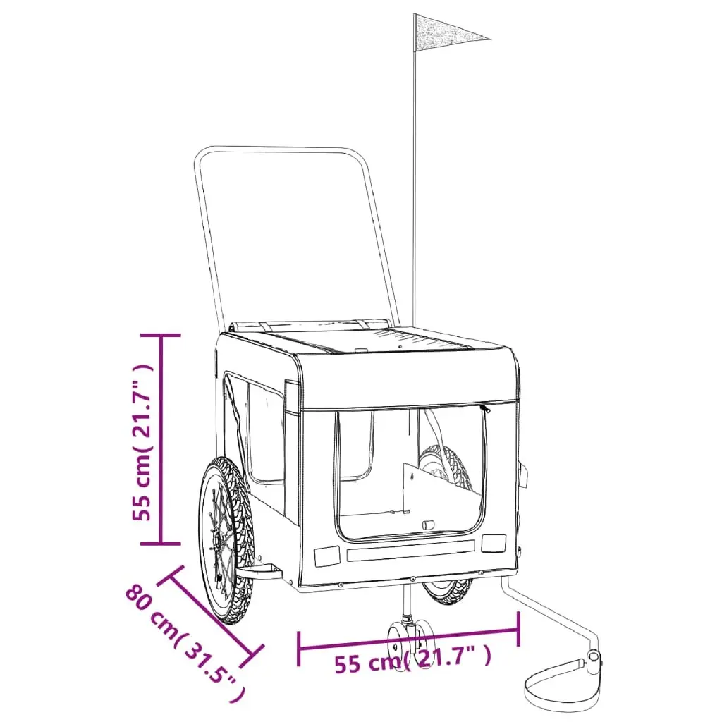 Pet Bike Trailer Oxford Fabric Iron Frame Small Dogs Red