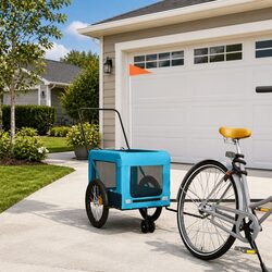 Durable Pet Bike Trailer for Small Dogs - Blue and Black