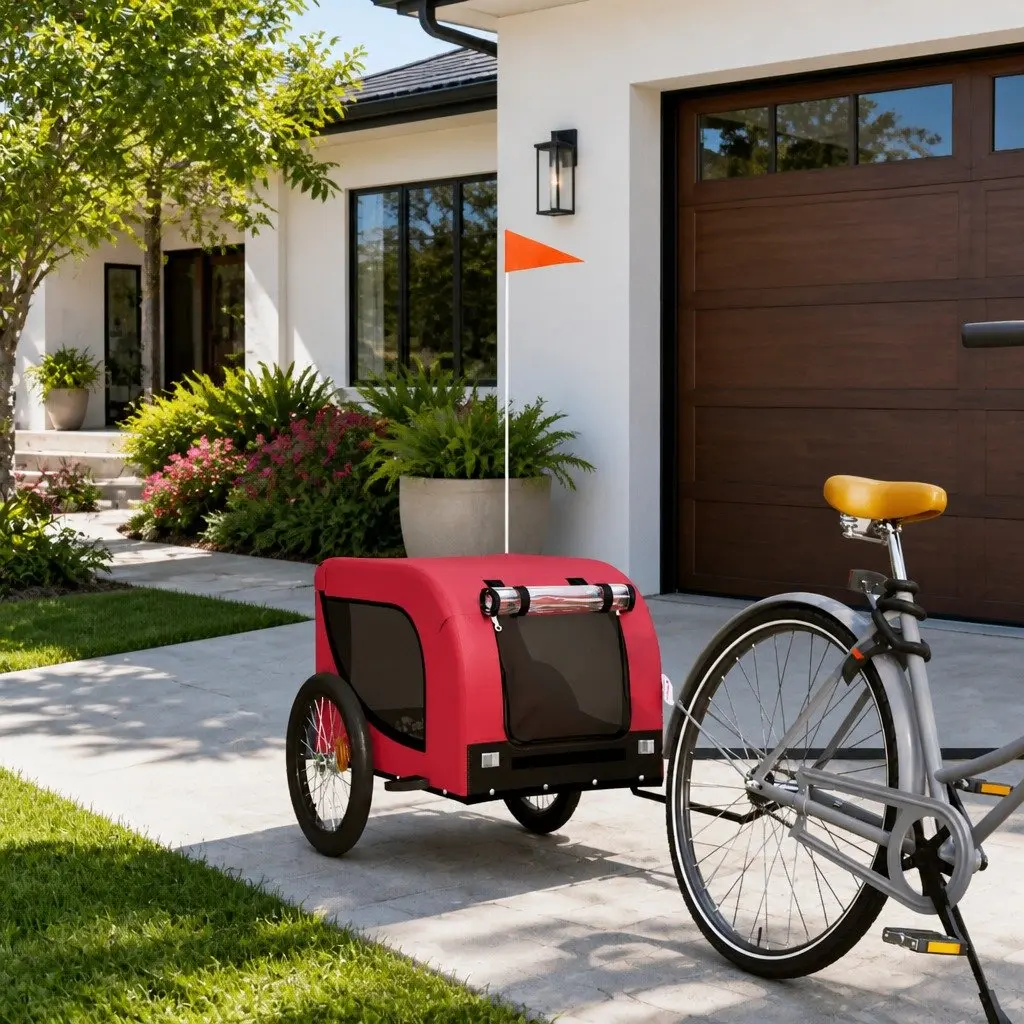 Red Pet Bike Trailer for Small Dogs
