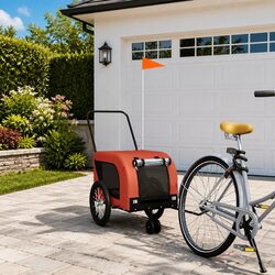 Durable Pet Bike Trailer in Orange and Black