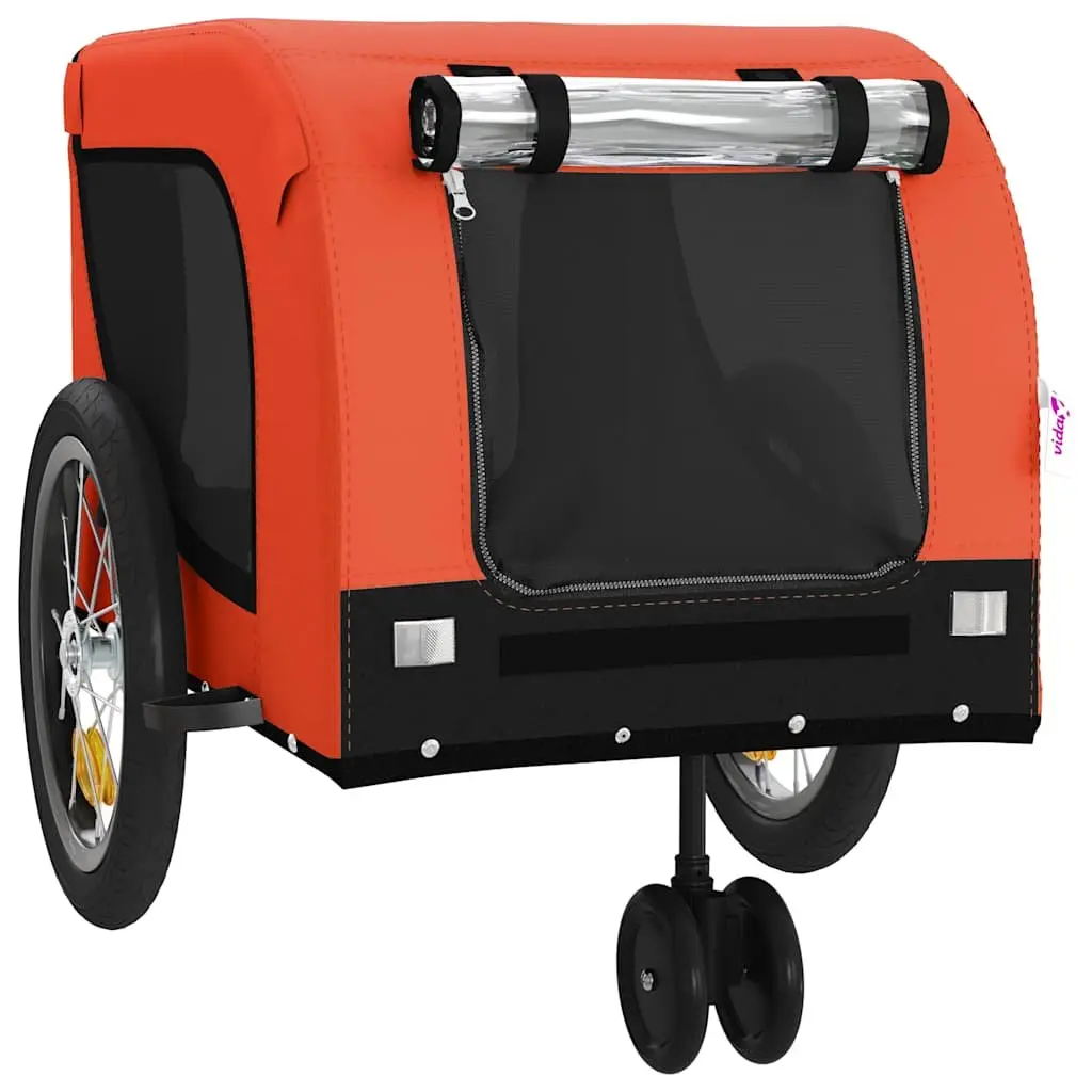 Pet Bike Trailer Oxford Fabric Iron Frame Orange Black