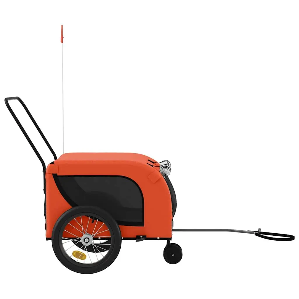 Pet Bike Trailer Oxford Fabric Iron Frame Orange Black