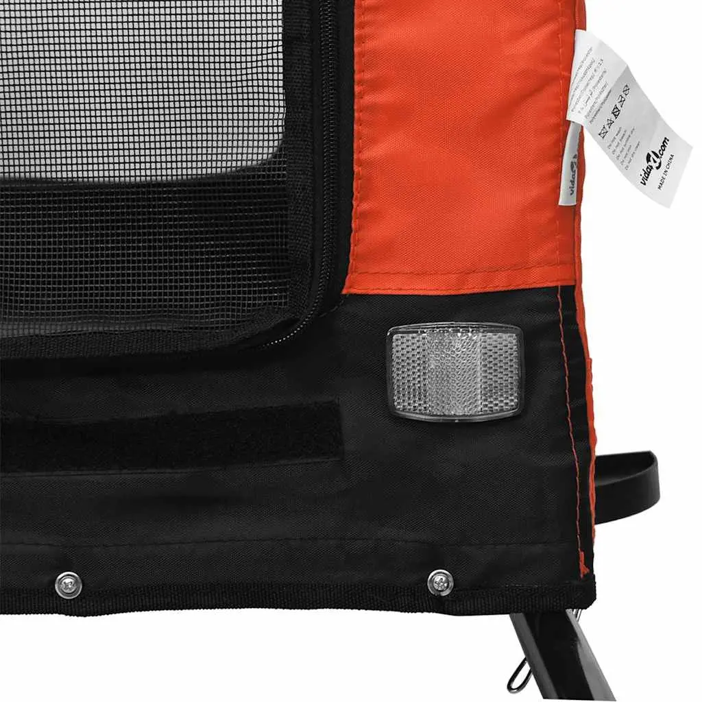Pet Bike Trailer Oxford Fabric Iron Frame Orange Black