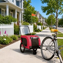 Durable Pet Bike Trailer with Red Oxford Fabric