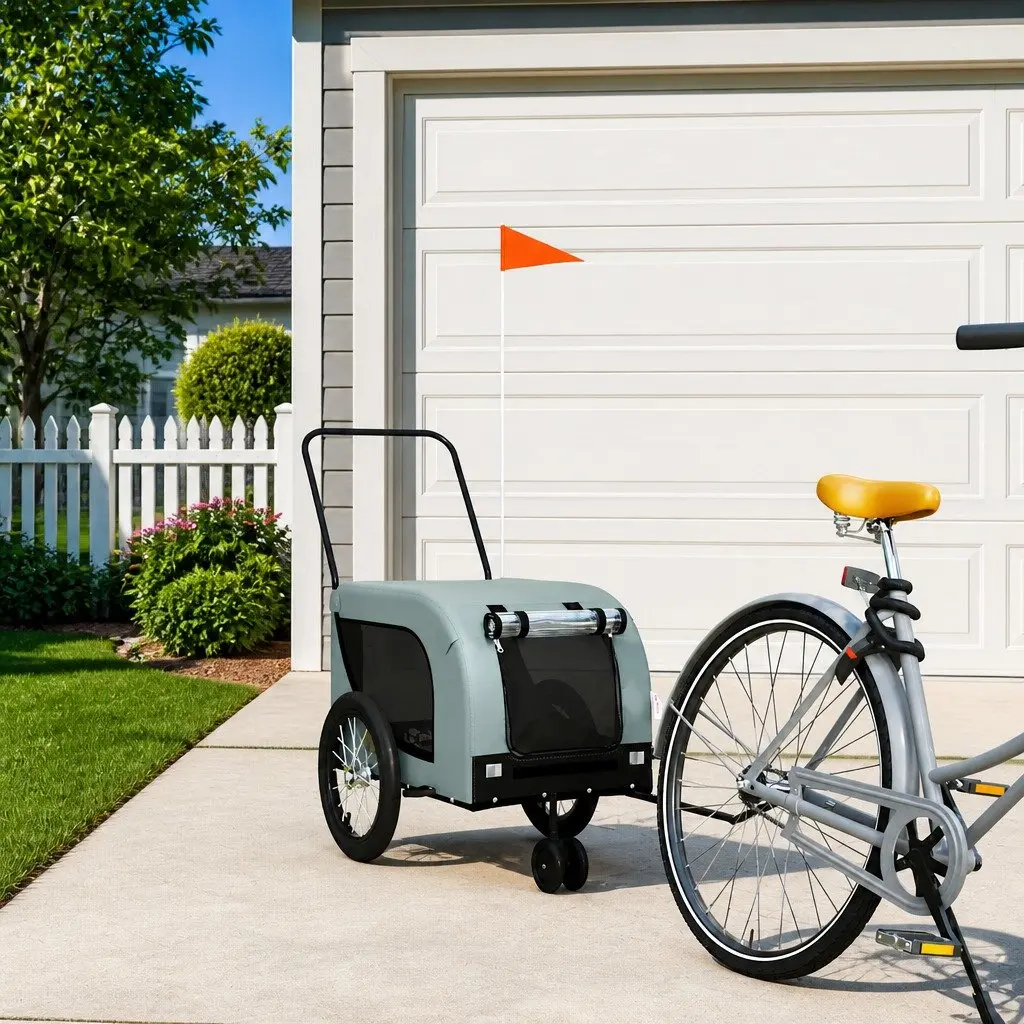Pet Bike Trailer for Dogs Cats Small Animals Oxford Fabric Iron Frame Wheels
