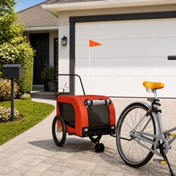 Durable Pet Bike Trailer in Orange and Black