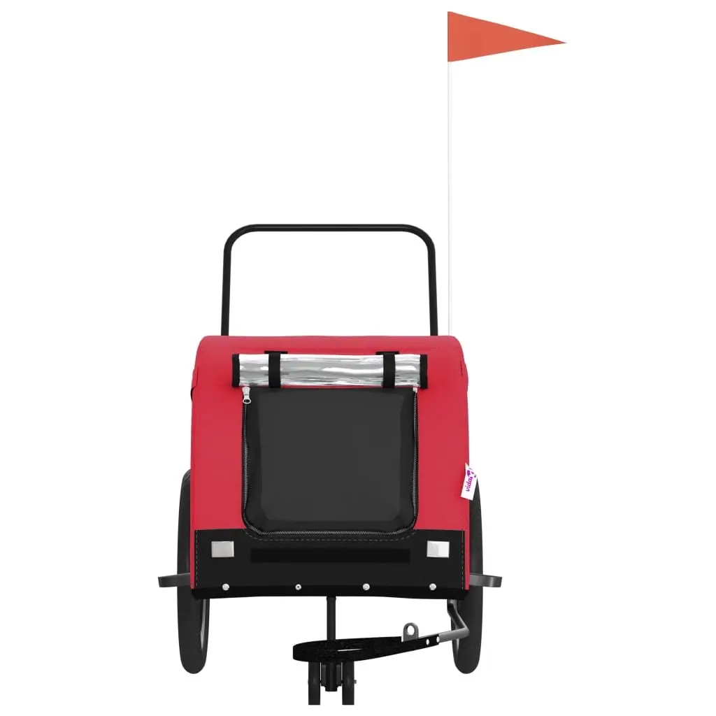 Pet Bike Trailer Red Oxford Fabric Iron Frame Cargo Cart Small Dogs Pets