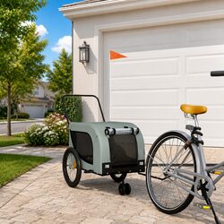 Durable Iron Frame Pet Bike Trailer in Grey and Black
