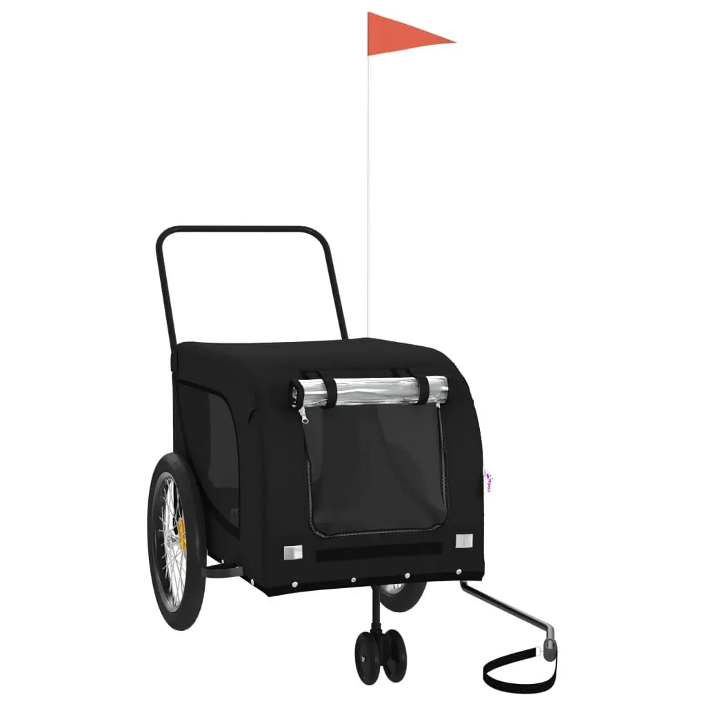 Pet Bike Trailer Iron Oxford Fabric Black Small Dogs