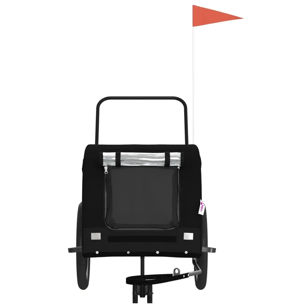 Pet Bike Trailer Iron Oxford Fabric Black Small Dogs