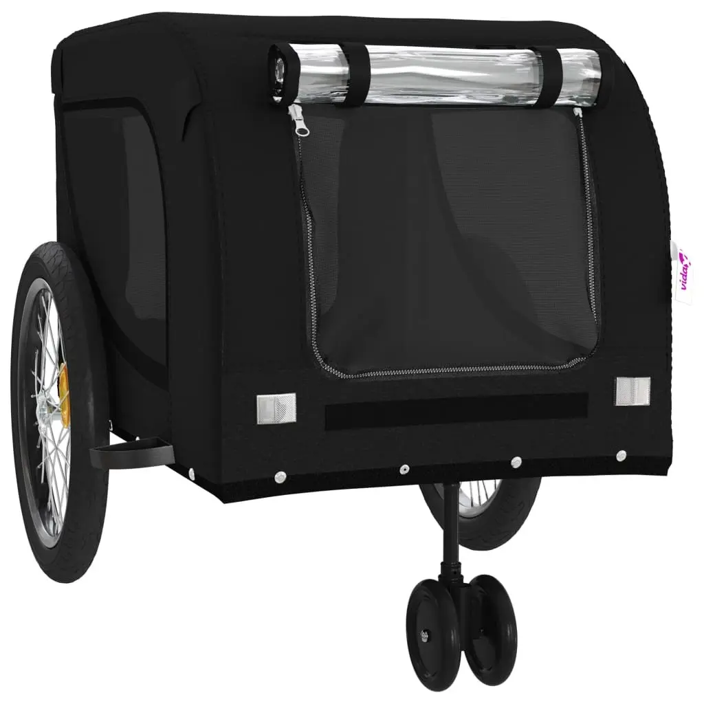Pet Bike Trailer Iron Oxford Fabric Black Small Dogs