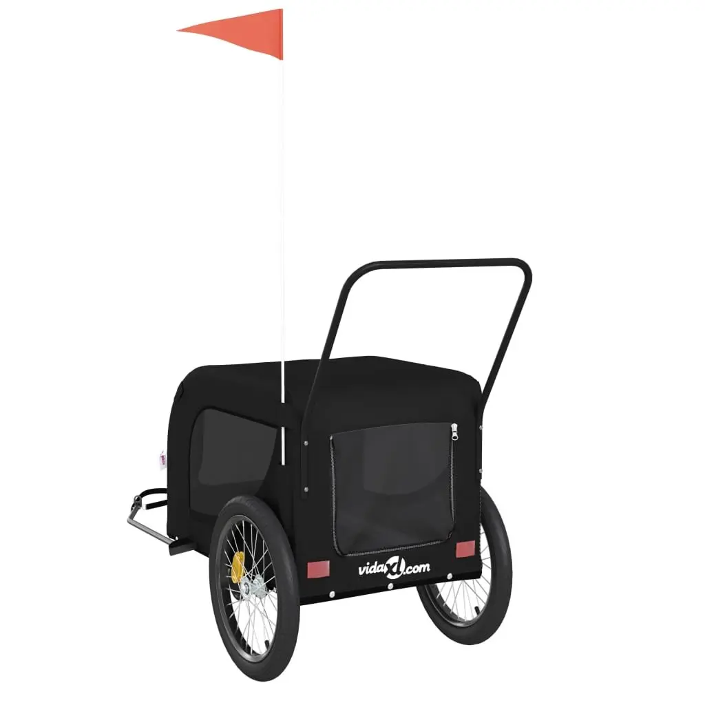Pet Bike Trailer Iron Oxford Fabric Black Small Dogs