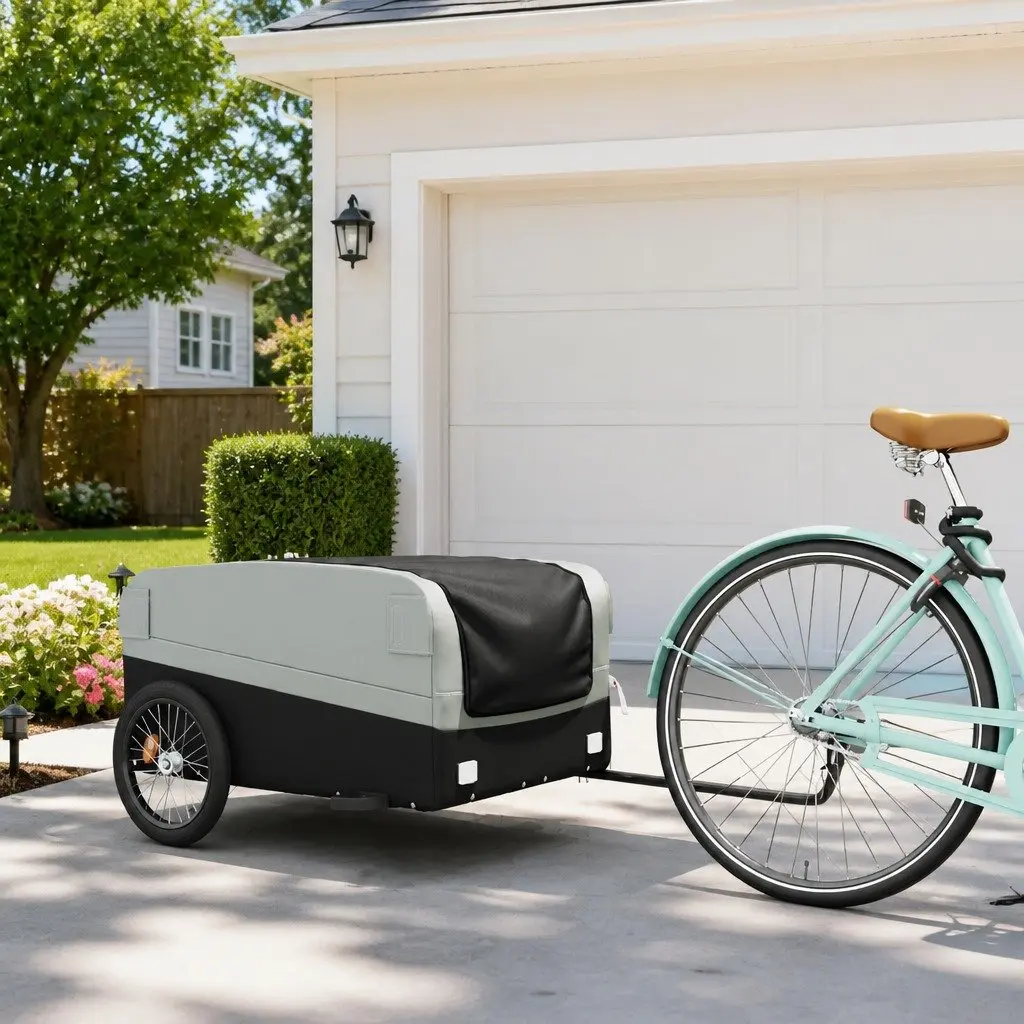 Grey Bike Trailer with 45kg Load Capacity