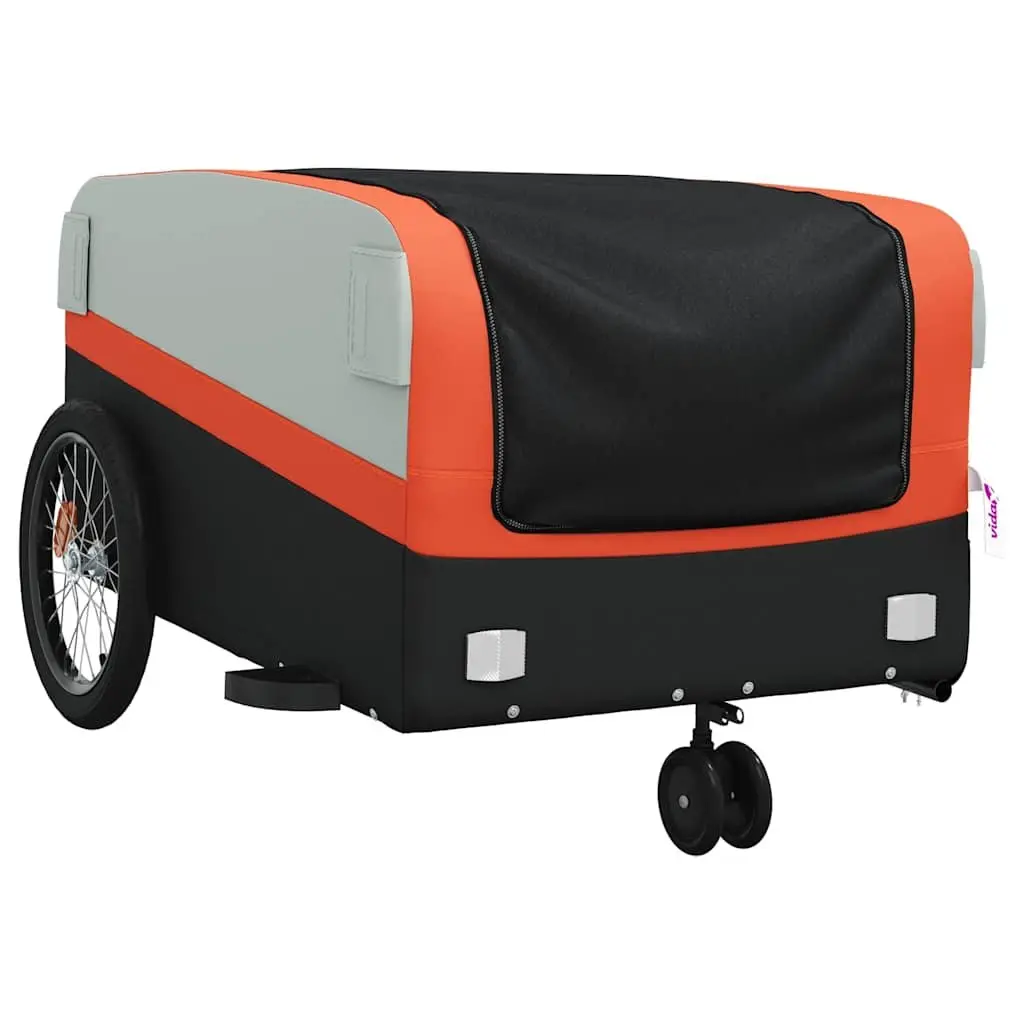 Bicycle Cargo Trailer Iron 45kg Load Capacity Orange