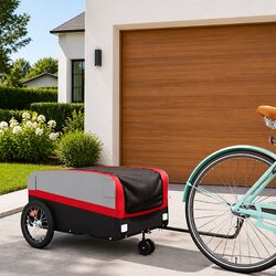 Heavy Duty Red Iron Bike Cargo Trailer for 45kg Load