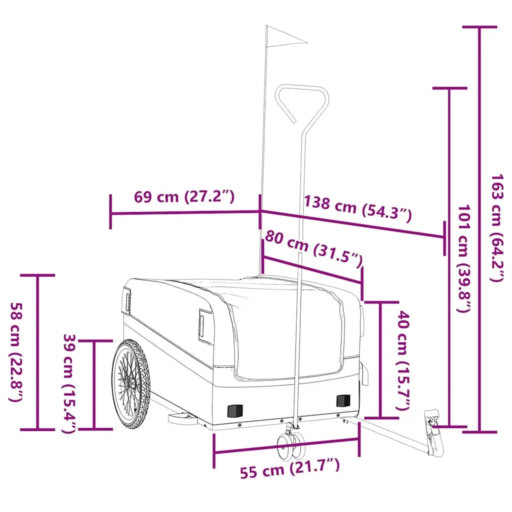 Grey Iron Bike Trailer for Heavy Cargo
